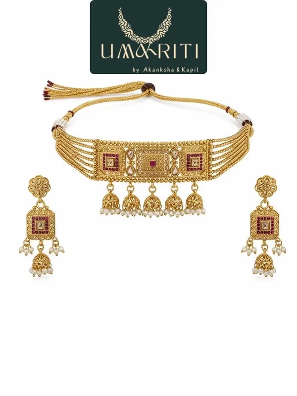 Gold_Emerald_Majesty_Kundan_Choker_Set_For_Women